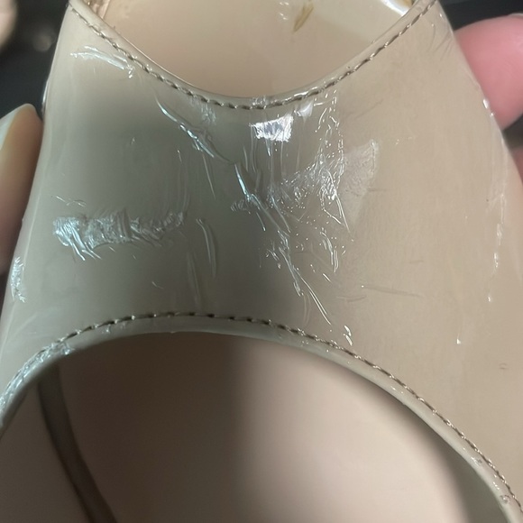 Naturalizer Beige Patent Leather Slingback Peep Toe Heels | Approx. Size 9-9.5 - Picture 12 of 12